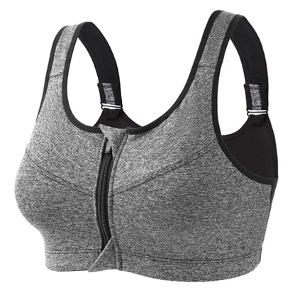 Reggiseno sportivo da donna con cerniera frontale, ideale per ginnastica, fitness, corsa, yoga ecc. Taglie dalla S alla 3XL