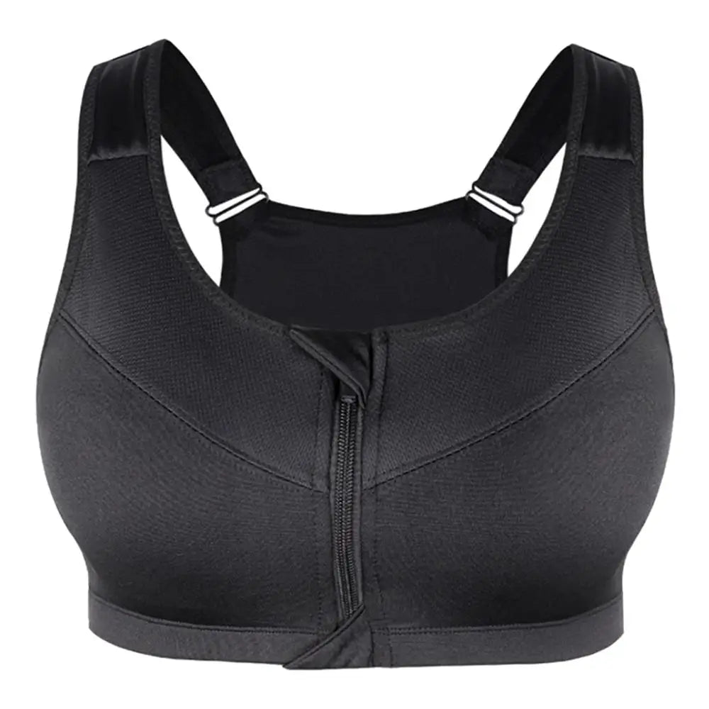 Reggiseno sportivo da donna con cerniera frontale, ideale per ginnastica, fitness, corsa, yoga ecc. Taglie dalla S alla 3XL