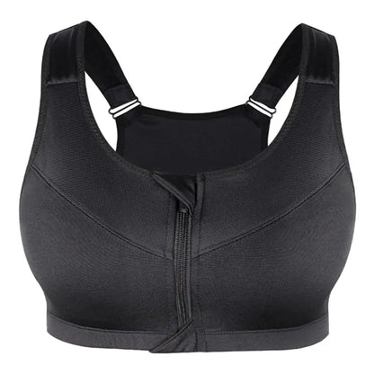 Reggiseno sportivo da donna con cerniera frontale, ideale per ginnastica, fitness, corsa, yoga ecc. Taglie dalla S alla 3XL