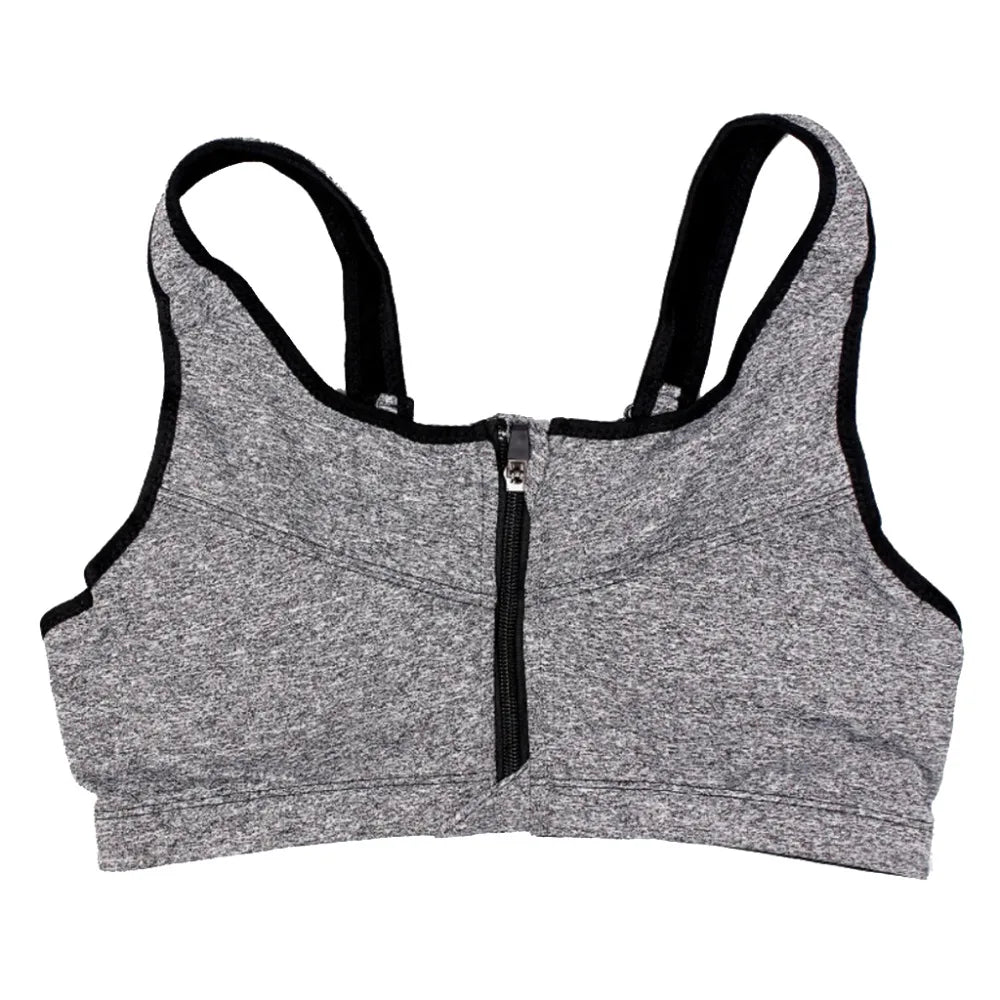 Reggiseno sportivo da donna con cerniera frontale, ideale per ginnastica, fitness, corsa, yoga ecc. Taglie dalla S alla 3XL