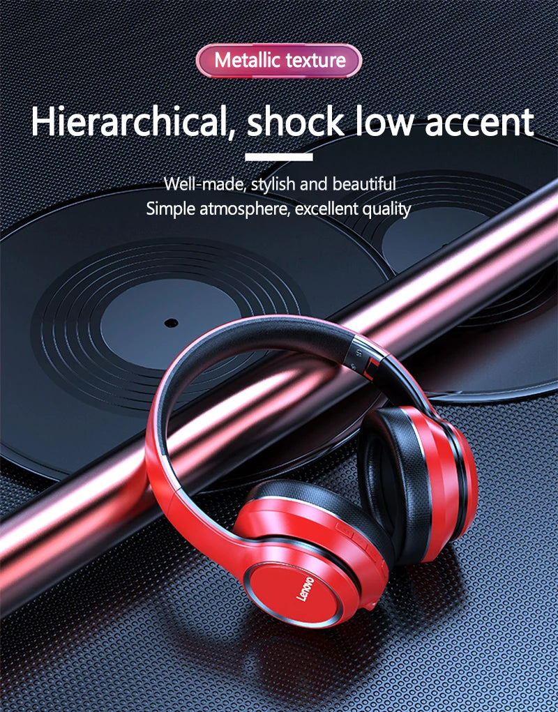 Lenovo HD200 Wireless Bluetooth Headphones,
 Foldable HIFI Stereo Noise Cancelling Headphones.