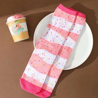 Calzini regalo con stampa gelato, (1 paio) eleganti, unici, adatti a tutte le stagioni. Taglia unica unisex. 