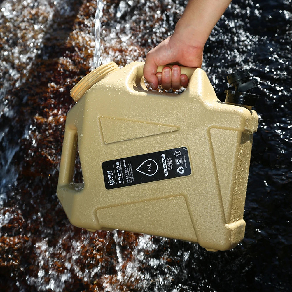 Large 12L camping water container with water tank. 