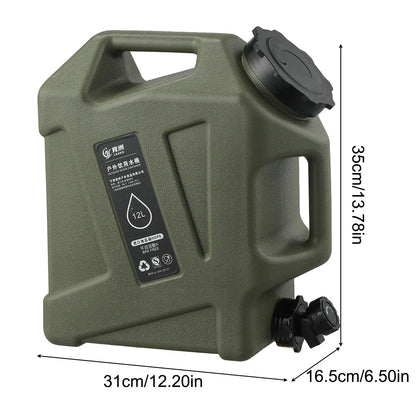 Large 12L camping water container with water tank. 