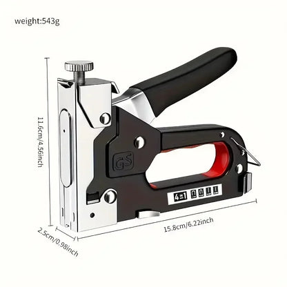 Duradera multiherramienta 4 en 1: pistola de clavos/grapas semiautomática de acero al carbono, perfecta para la decoración de madera de bricolaje