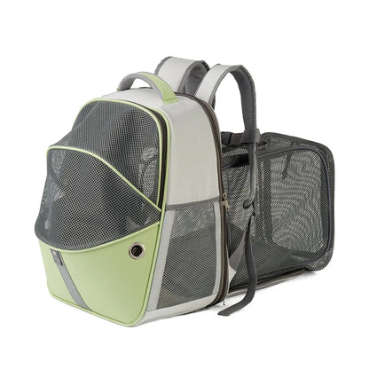 Mochila para mascotas de tejido Oxford, fabricada en malla transpirable extensible y duradera.