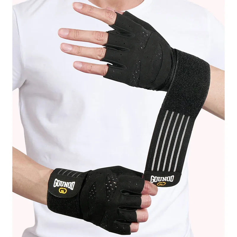 Unisex Weight Lifting Sports Gloves with Wrist Wraps Non-Slip Breathable Gym Gloves Size from S to XL