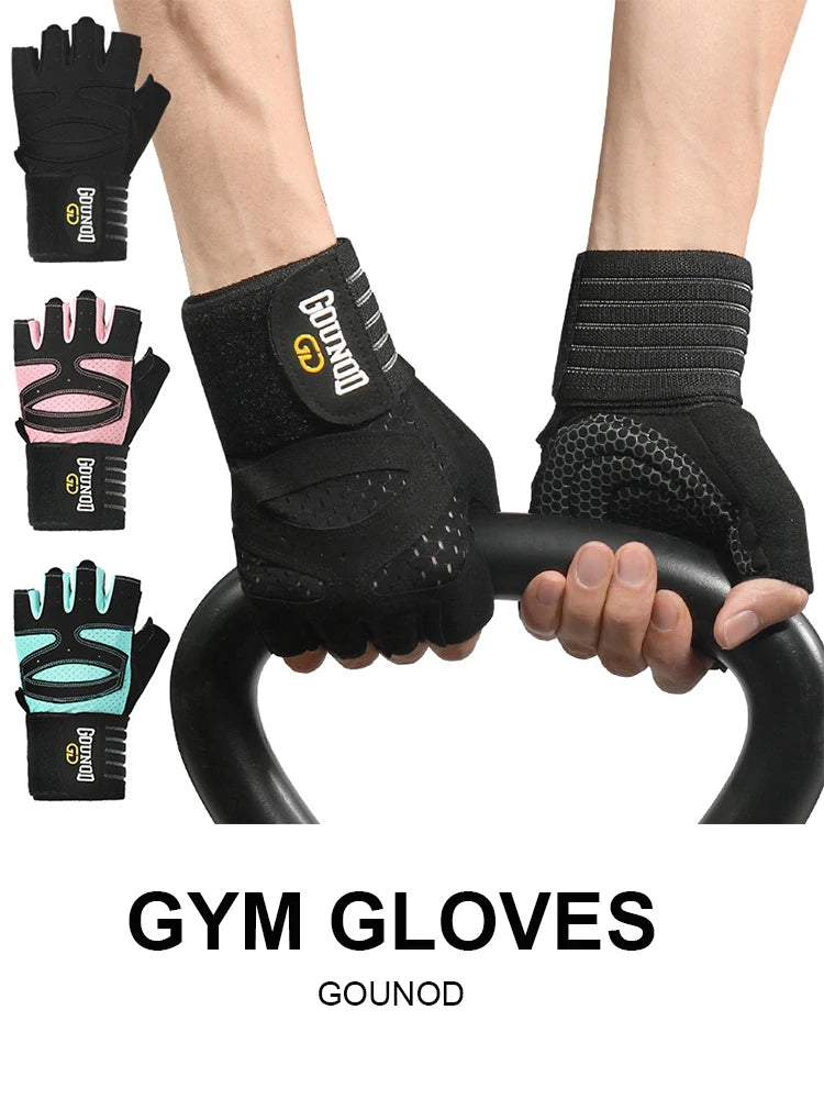 Unisex Weight Lifting Sports Gloves with Wrist Wraps Non-Slip Breathable Gym Gloves Size from S to XL