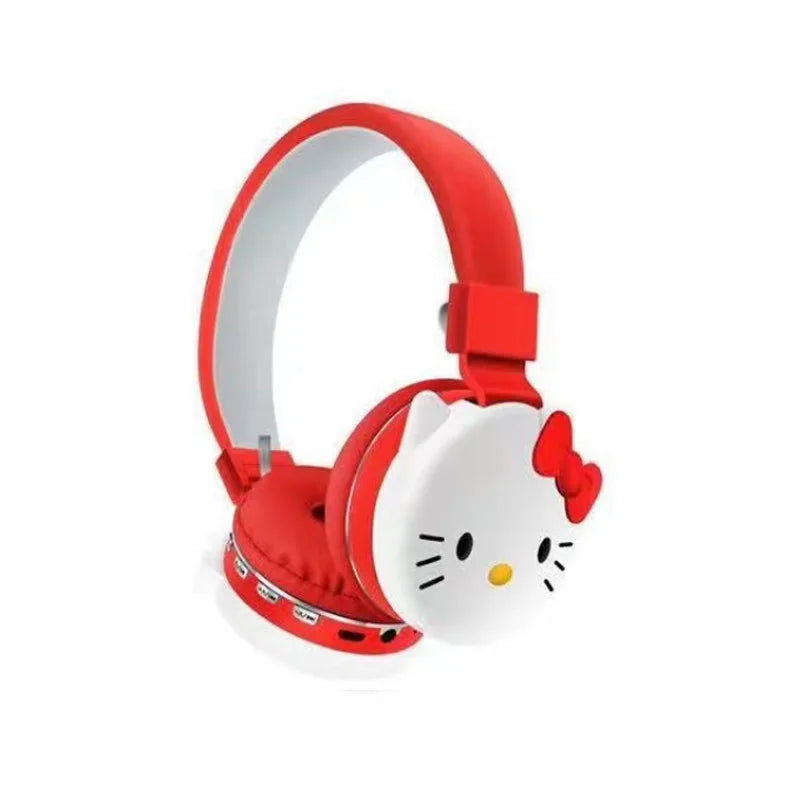 Sanrio Hello Kitty and Kuromi wireless headphones, with Bluetooth and microphone, lightweight and foldable, ideal for phones and laptops.