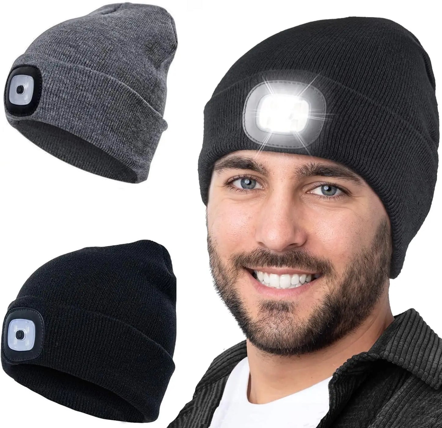 Gorro Luz frontal integrada de 4 LED, 3 tipos de brillo de luz. , otoño e invierno, ideal para pesca, camping, senderismo etc.
USB Recargable