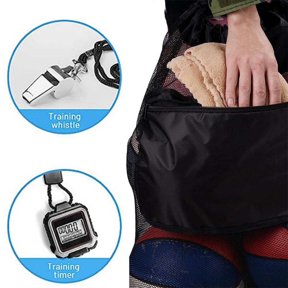 Sports ball bag with adjustable shoulder strap and net bag for sports equipment