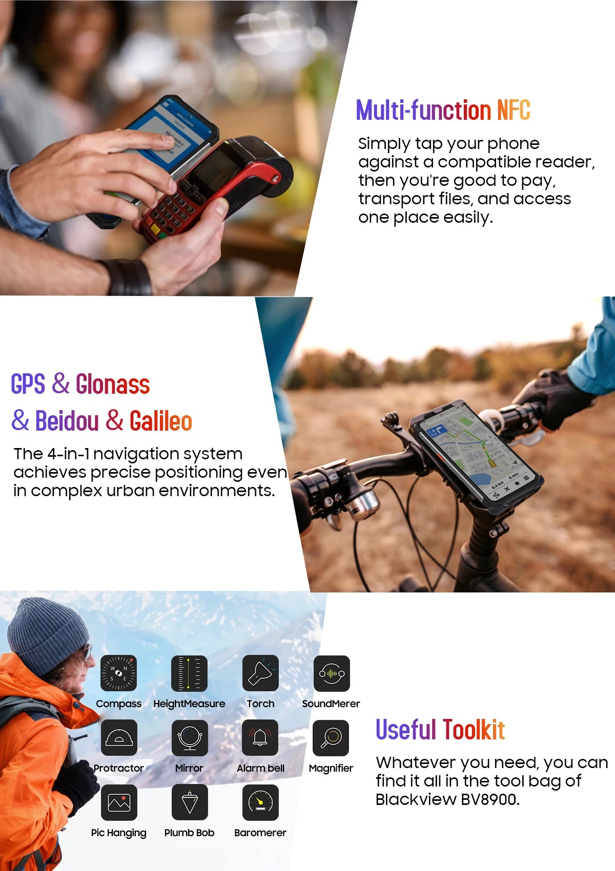 Rugged Smartphone Blackview BV8900  sistema operativo Android 13, 2.4K Display,16GB+ 256GB memoria, con processore Helio P90, con Thermal By FLIR®