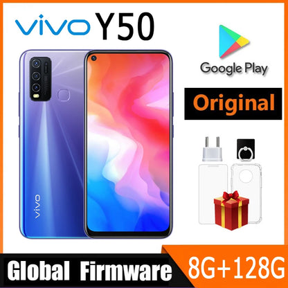 VIVO Y50 Global firmware teléfono móvil Snapdragon 665 Octa Core 6.53» 5000mAh 18W Dash Charge 8GB 128GB 16.0MP Cámaras Teléfono