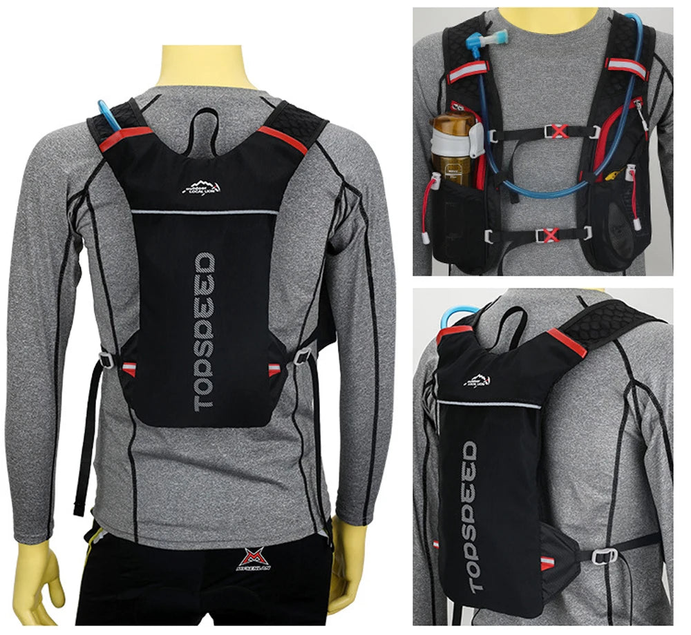 Zaino da trail running ultraleggero da 2/5 litri, ideale per la corsa, l'escursionismo, il ciclismo.