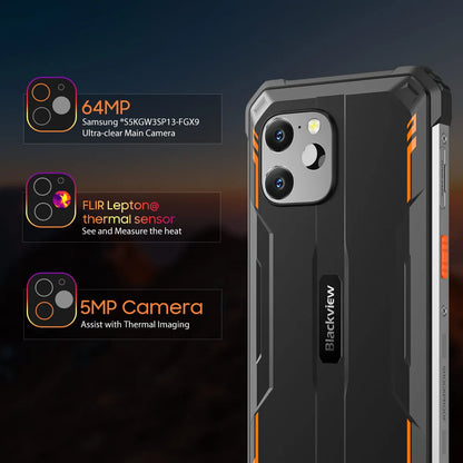 Rugged Smartphone Blackview BV8900  sistema operativo Android 13, 2.4K Display,16GB+ 256GB memoria, con processore Helio P90, con Thermal By FLIR®