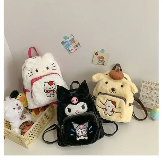 New Kawaii Sanrio Backpack Plush Kitty, Kuromi Cartoon, high quality.