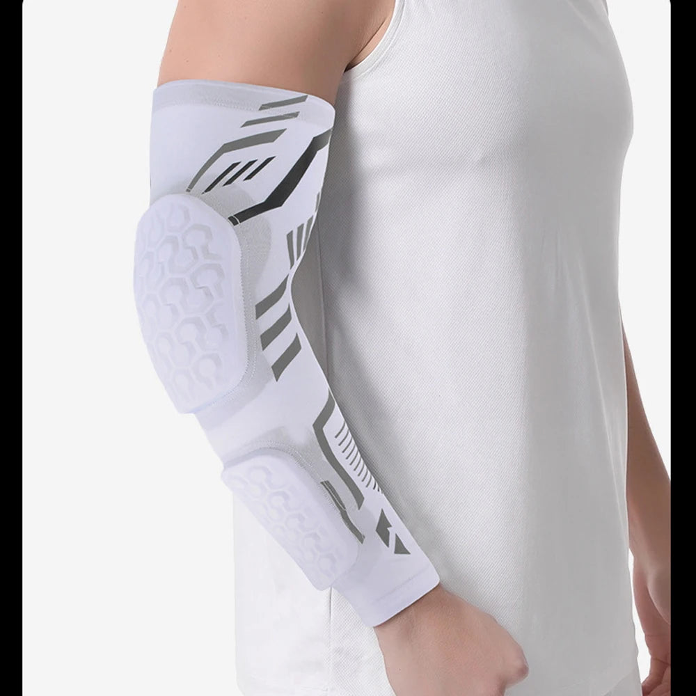 Padded sports arm protection, compression on elbows. Sizes from L to XXL