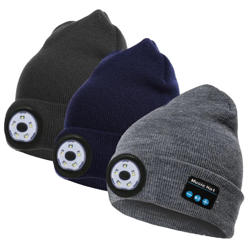 Gorra con auriculares y micrófono Bluetooth y luz LED integrada. Perfecto para cualquier momento como actividad al aire libre o un simple paseo. Carga USB (Copia)