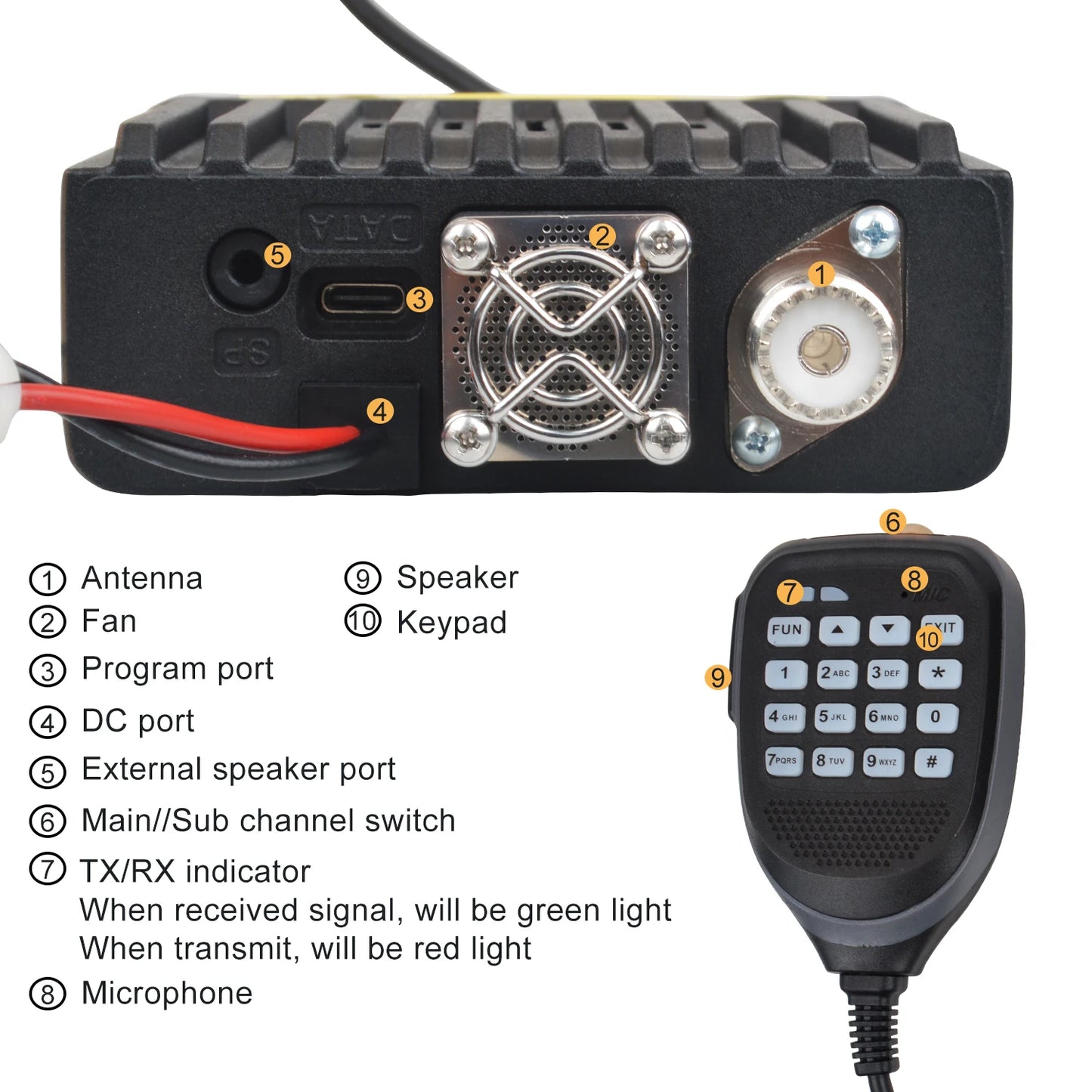 Walkie Talkie IC-980Pro VHF UHF Dual Band Dual Watch 25W 200Ch Reducción de ruido Mini FM Vox Scrambler Radio móvil