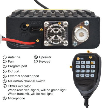 Walkie Talkie IC-980Pro VHF UHF Dual Band Dual Watch 25W 200Ch Reducción de ruido Mini FM Vox Scrambler Radio móvil