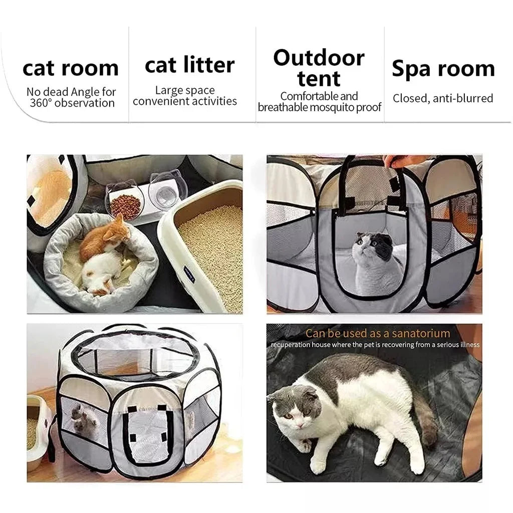 Tenda per gatti pieghevole portatile Casa per gatti Tenda da viaggio pieghevole portatile per animali domestici Gabbia per cani/gatti Facile da usare Recinzioni per cani/gatti di grandi dimensioni