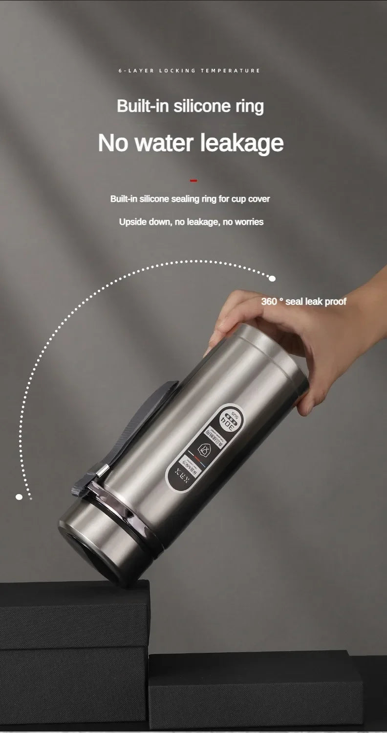 500ML-1 Liter Stainless Steel Thermal Bottle with LED Temperature Indicator.