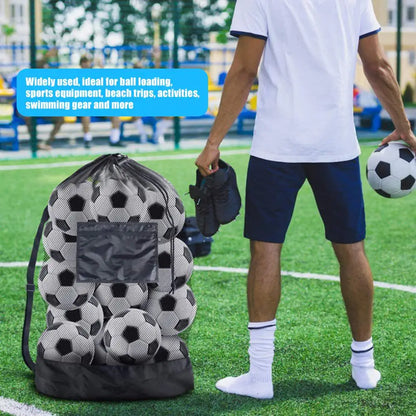 Sports ball bag with adjustable shoulder strap and net bag for sports equipment