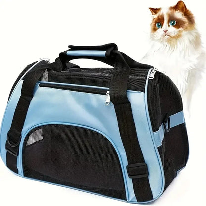 Borsa trasportino portatile per cani e gatti, con rete traspirante, disponibile in varie misure.