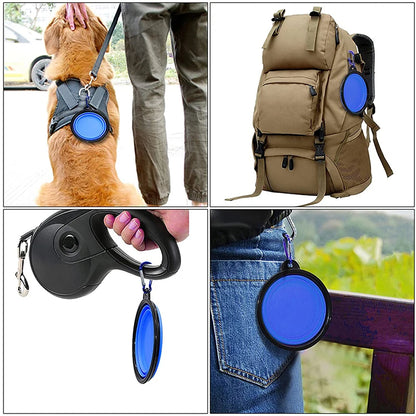 Mangiatoia portatile pieghevole in silicone per animali, ideale per i viaggi all'aperto, con comodo moschettone.