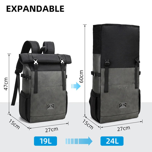 Large capacity backpack, ideal as a travel bag and for everyday life.
 Water resistant.