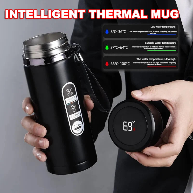 500ML-1 Liter Stainless Steel Thermal Bottle with LED Temperature Indicator.