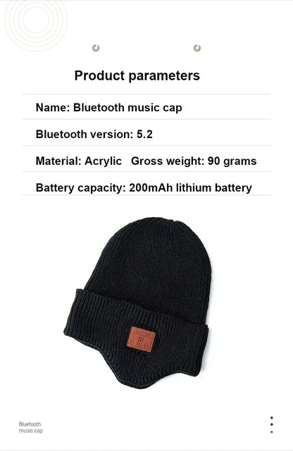 Gorro con auriculares inalámbricos Bluetooth 5.0 recargables. Unisex