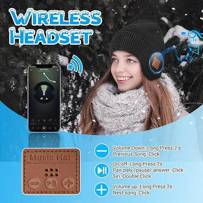 Gorro con auriculares inalámbricos Bluetooth 5.0 recargables. Unisex