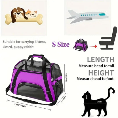 Borsa trasportino portatile per cani e gatti, con rete traspirante, disponibile in varie misure.