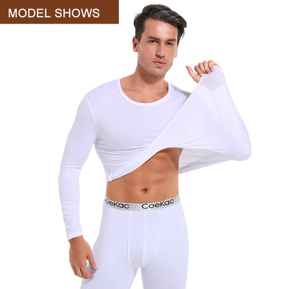 Men's thermal sports underwear set, with plush interior, suitable for low temperatures. Size from S to XL