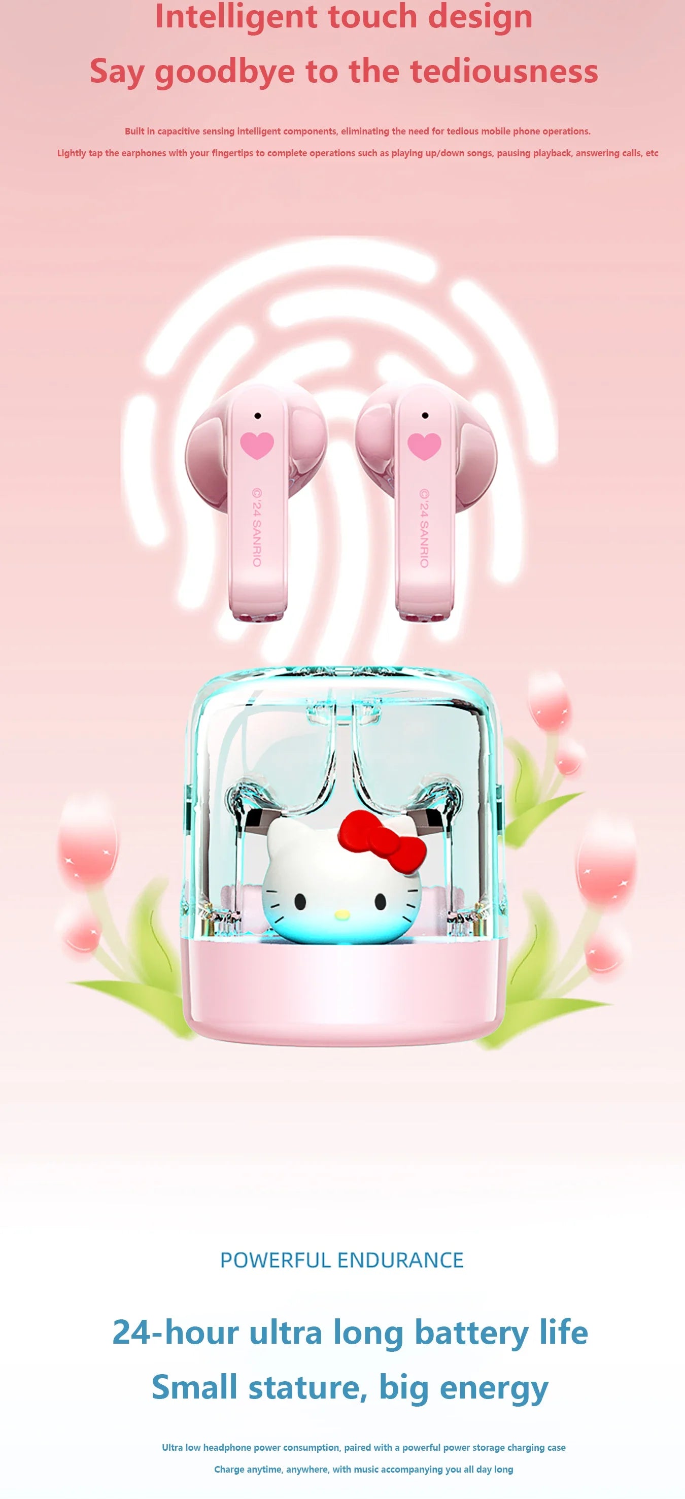 Cuffie wireless Sanrio-TWS EJ-986, Kuromi, Hello Kitty, cuffie Bluetooth, suono HIFI, batteria a lunga durata.