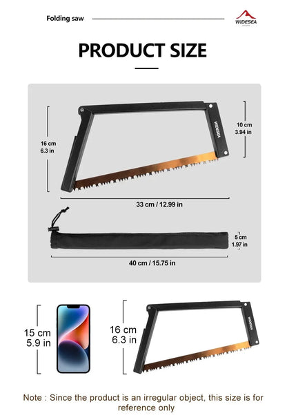 Sierra de manganeso plegable portátil de 32 cm con registro ideal para exteriores y ramas de madera