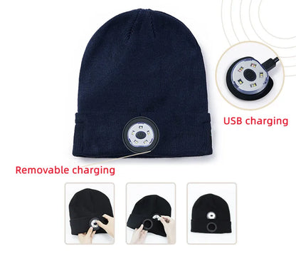 Gorra con auriculares y micrófono Bluetooth y luz LED integrada. Perfecto para cualquier momento como actividad al aire libre o un simple paseo. Carga USB (Copia)