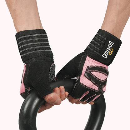 Unisex Weight Lifting Sports Gloves with Wrist Wraps Non-Slip Breathable Gym Gloves Size from S to XL