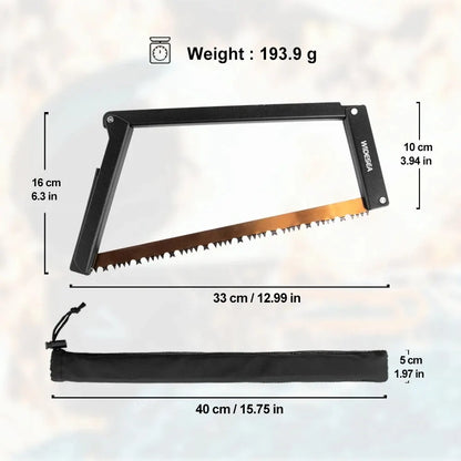 Sierra de manganeso plegable portátil de 32 cm con registro ideal para exteriores y ramas de madera