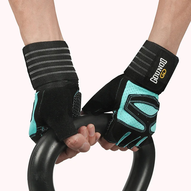 Unisex Weight Lifting Sports Gloves with Wrist Wraps Non-Slip Breathable Gym Gloves Size from S to XL