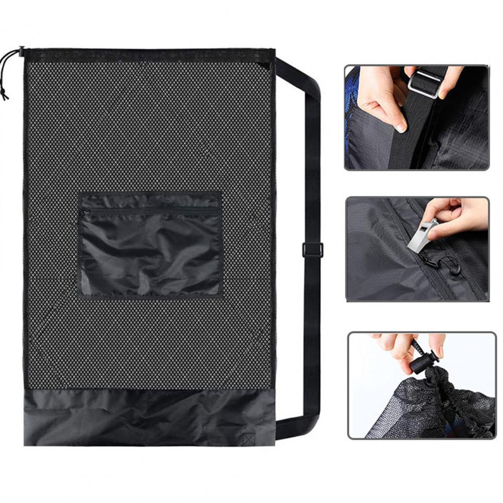 Sports ball bag with adjustable shoulder strap and net bag for sports equipment