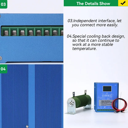 3000W 6000W MPPT Charge Controller Solar & Wind Hybrid System 12v 24v 48v Auto Regulator Home Use Solar panel Windmill Generator