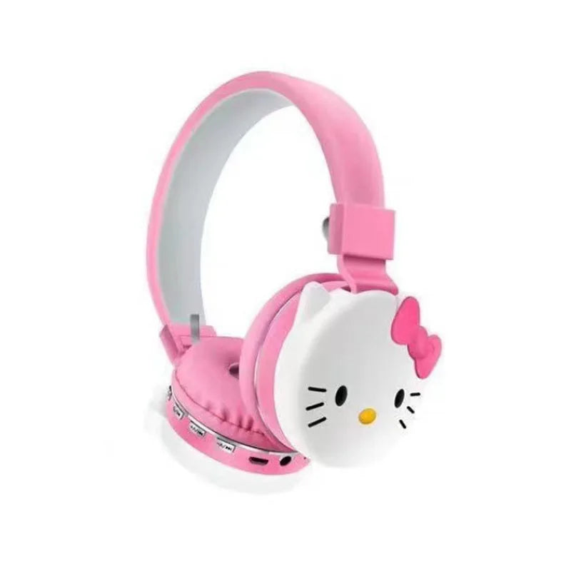 Sanrio Hello Kitty and Kuromi wireless headphones, with Bluetooth and microphone, lightweight and foldable, ideal for phones and laptops.