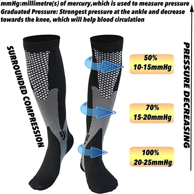 Calcetines de compresión deportivos ideales para entrenamientos como Rugby, Fútbol, Voleibol, etc.