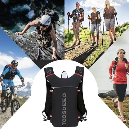 Zaino da trail running ultraleggero da 2/5 litri, ideale per la corsa, l'escursionismo, il ciclismo.