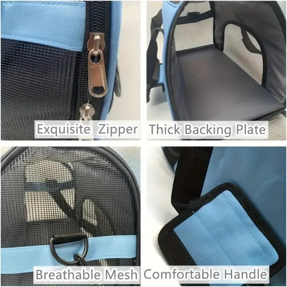 Borsa trasportino portatile per cani e gatti, con rete traspirante, disponibile in varie misure.