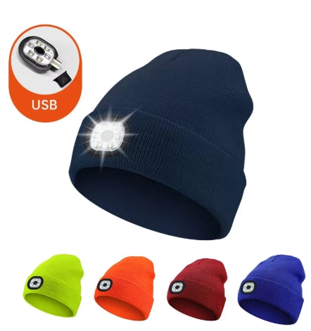 Gorro Luz frontal integrada de 4 LED, 3 tipos de brillo de luz. , otoño e invierno, ideal para pesca, camping, senderismo etc.
USB Recargable