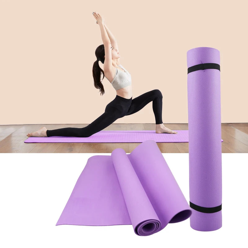 Tappetino sportivo realizzato in materiale EVA antiscivolo di 4 mm di spessore, ideale per esercizi di Yoga e Pilates.