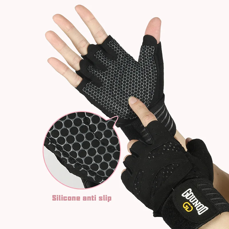 Unisex Weight Lifting Sports Gloves with Wrist Wraps Non-Slip Breathable Gym Gloves Size from S to XL